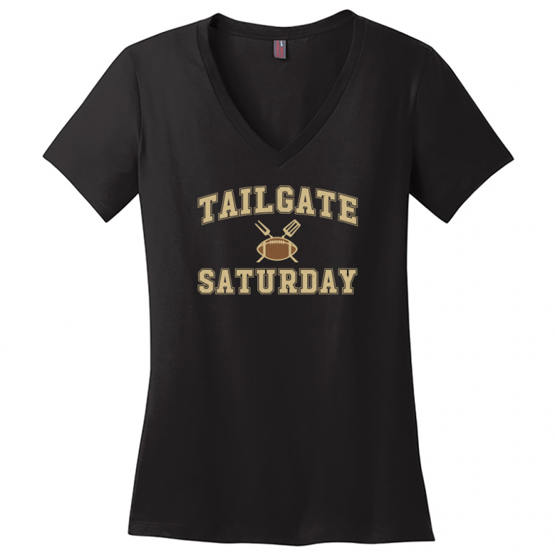 Tailgate Saturday Ladies V Neck Tee